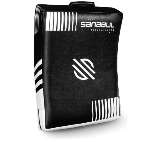 Sanabul Lab Series Striking Punch Shield | High-Performance Kickboxing Karate Martial Arts Muay Thai Taekwondo Kick Pads | Sparring Kicking Pad (Black/White, Standard)