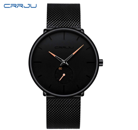 CRRJU Fashion Mens Watches Top Brand Luxury Quartz Watch Men Casual Slim Mesh Steel Waterproof Sport Watch 2150X BLACK ROSEGOLD 3