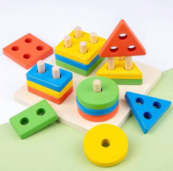 Wooden Toy Geometric Building Blocks Educational Toy