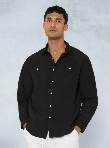 SUMWON Regular Fit Western Poplin Shirt