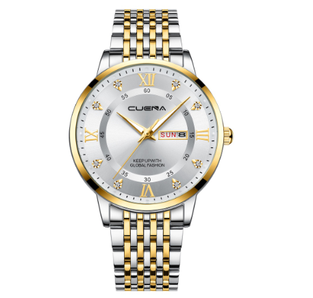 CUENA Men's Watches Fashion Casual sports Business Decorative Dial Quartz Water Resistant SILVER GOLD WHITE