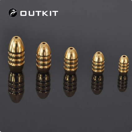 OUTKIT 10pcs/lot Copper Lead Sinker Weights 10g,7g,5g,3.5g,1.8g Sharped Bullet Copper Fishing Accessories Fishing Tackle