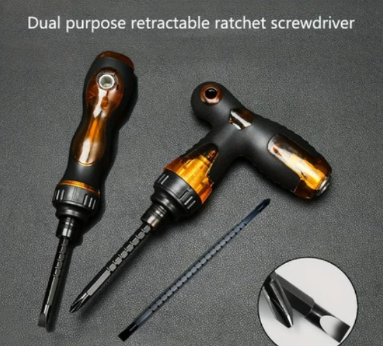 2 In 1 Household Screwdriver Home Repair Tool , Disassemble Magnetic Rotating Ratchet Screwdriver