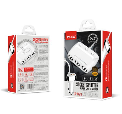 Tylex X-B29 160W 3 Lighter Sockets 2 USB Ports + 2 QC3.0 USB Ports Socket Splitter Car Charger