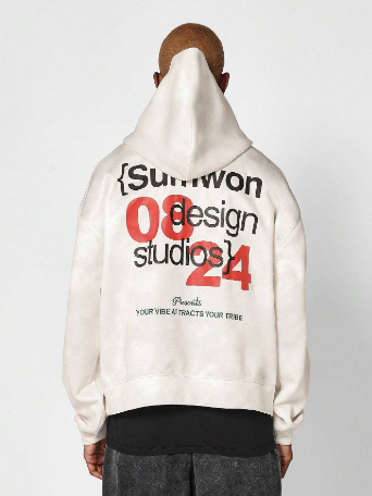 SUMWON Overhead Hoodie With Front And Back Graphic Print