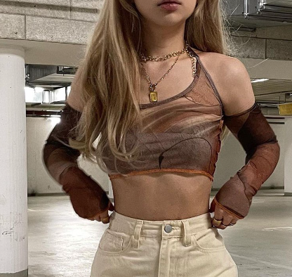 Women Halter Slim Art Print with Half Sleeve Tank Top