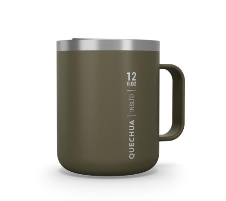 Decathlon Quechua Isothermal Hiker’s Camping Mug (stainless steel double wall) MH500 0.38 L Khaki