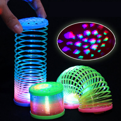 3D Glowing Rainbow Circle kids Magic Plastic Spring Ring LED Star Projection Toy