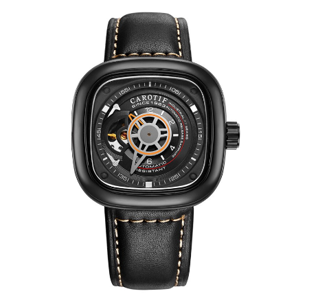 CAROTIF Automatic Skeleton Watch for men - Fashion Waterproof leather strap Sport Watches men watch F1003 9