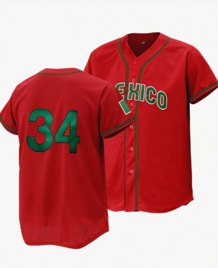 Men's Baseball Shirt #34 Red Button Embroidery Sport Cardigan T-Shirt Gym Clothes Men Basic T Shirt