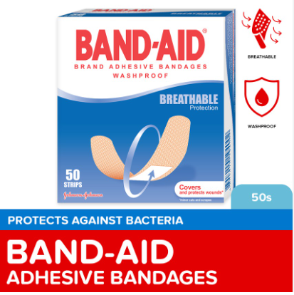 Band-Aid Adhesive Washproof Bandages 50s - First Aid, Wound Care