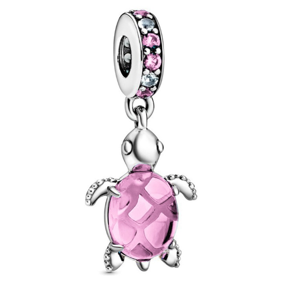 Clover Sea Turtle Cherry Charms 925 Silver Bracelet Accessories Lovers Diamond Inlaid Beads 0010