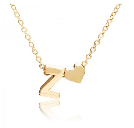 Necklace 26 Letter Pendant Necklace Women Peach Heart Shaped Clavicle Chain Necklace Accessories Z
