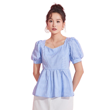 Lovito Women Casual Gingham Tie Back Plaid Blouse L74ED106