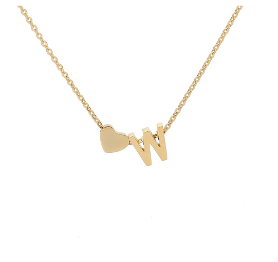 Maxzone Fashion Tiny Heart Initial Letter Necklaces For Women Stainless Steel Gold Silver Color Choker Pendant Necklace Boho Jewelry W