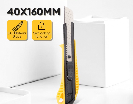 Deli SK5 18mm Multifunctional Utility Knife Retractable Cutter With Plastic Handle Self Lock EDL003