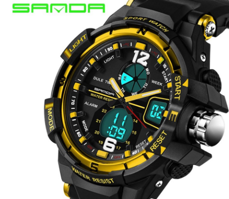 SANDA 289 Shockproof Sports Men's Waterproof Digital Watch Rubber Strap Unisex Watch