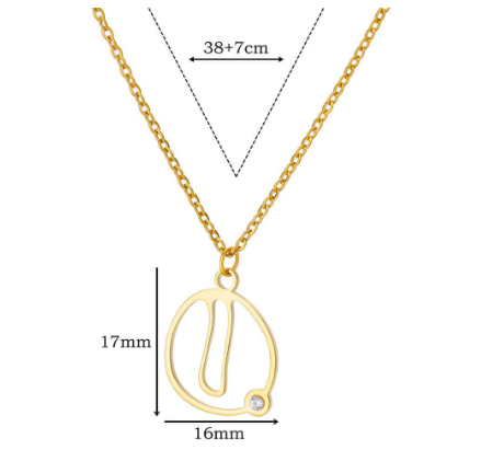 Zircon Initial Letter Necklace for Women Stainless Steel Gold Plated Chains Choker Name Pendant Necklaces New Vintage Jewelry O