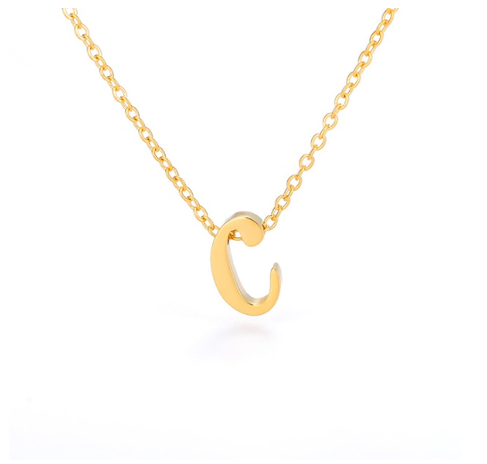 Maxzone Tiny Initial Letter Necklaces For Women Stainless Steel Old English Letter Vintage Necklace Boho Birthday Gothic Jewelry Gift C