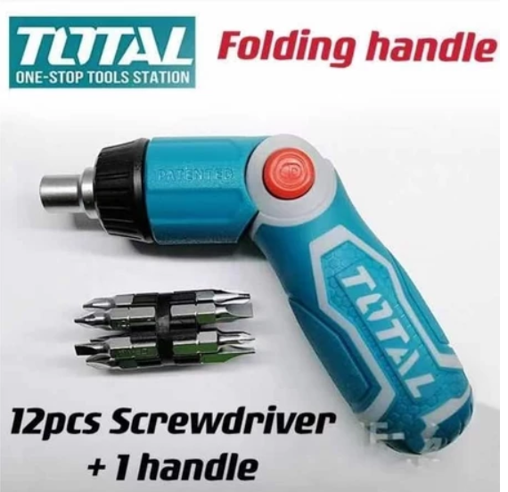 TOTAL TOOLS TACSD30136 Ratchet Screwdriver Set Folding Handle Magnet Bit 13 in 1