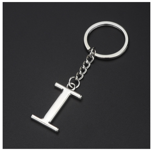 New A-Z 26 Letter Key Chains Stainless Steel Keychain Charm Fashion Accessories Key Ornaments I