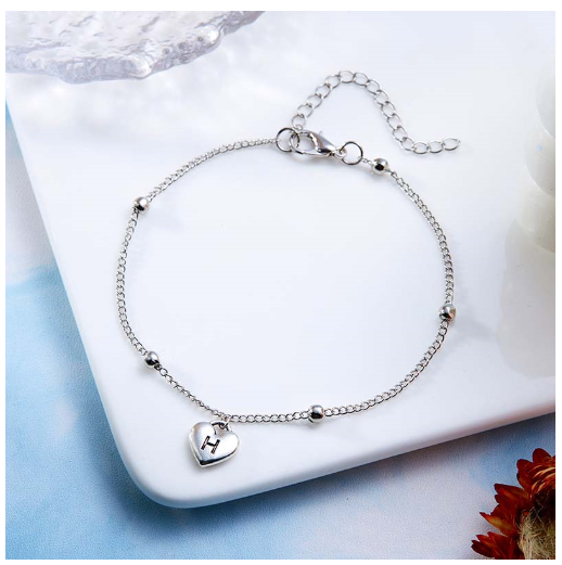 Fashion Silver Plated 26 Letters Initials Alphabet Bracelet Adjustable Bangle Women Jewelry Mother's Day Gift M