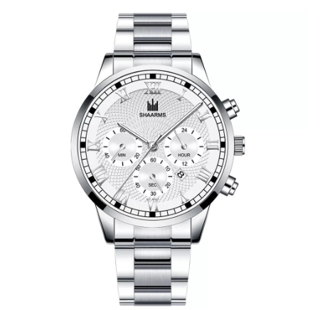 Men's Waterproof Quartz Business Wacthes Stainless Stee Original Relo Waterproof Luminous Gold Watch For Men SILVER WHITE