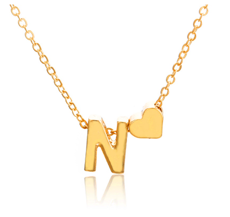 Fashion 26 Letter Pendant Necklace Peach Heart Letter Necklace Clavicle Chain Choker for Men Women Jewelry Gifts N