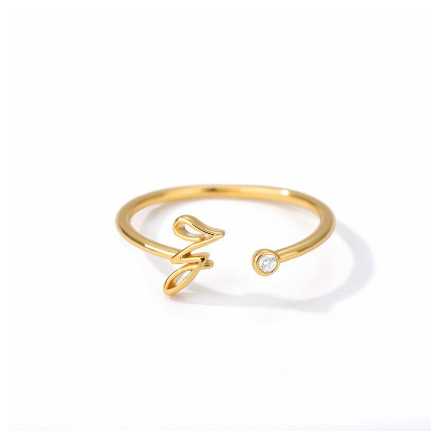 【Y&X】No fade 18K Gold 26 Initial Letters A G J Cubic Zircon Crystal Open Rings Finger Women Jewelry Gift Z