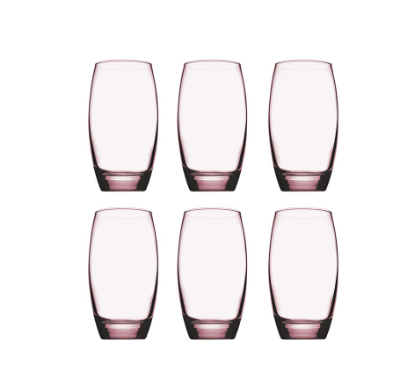 Pasabahce Barrel Long Drink Coloured Glass 16.5oz Set of 6 (Pink) (41020PNK)