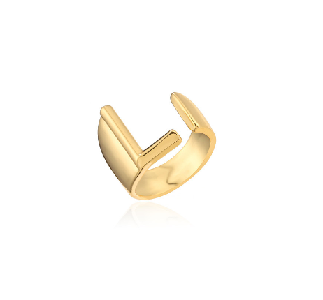 New Copper Plated Gold 26 A-Z Letter Opening Adjustable Ring Women's Initial Name Gold Jewelry Commemorative Couple Gift L
