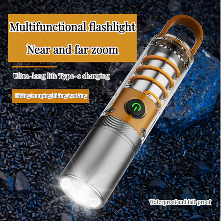 New TYPE-C rechargeable P50 flashlight multi-functional warm light side light outdoor waterproof high-brightness white laser searchlight portable