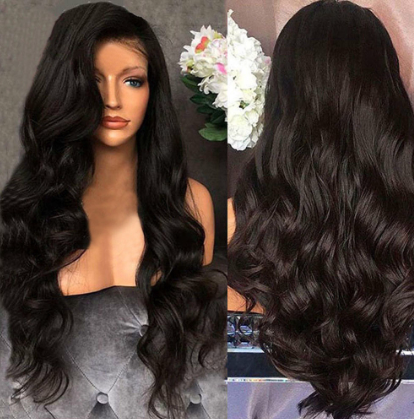 Black Curly Wavy Brazilian Remy Human Hair Body Wave No Lace Hair Wigs
