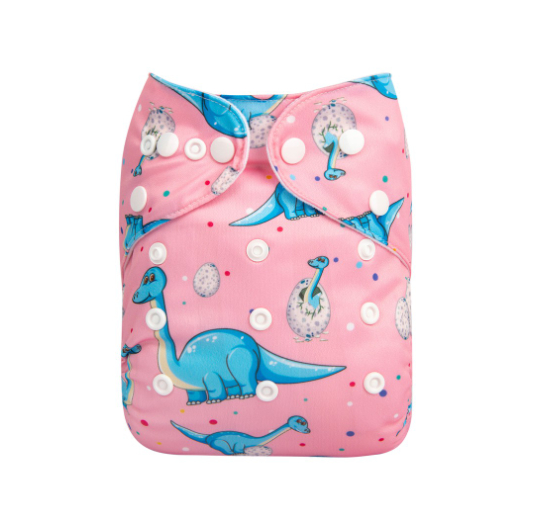 Alva Baby Cloth Diapers 1Set With Bamboo Charcoal Insert Printed Washable Diapers Cloth Diaper Pocket Nappy D37