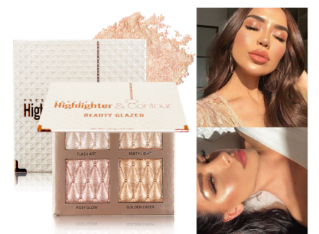 BEAUTY GLAZED 4 Color Contour Powder Palette High lighter Face Contour Soft Smooth highlighter Palette Naturally Shimmer