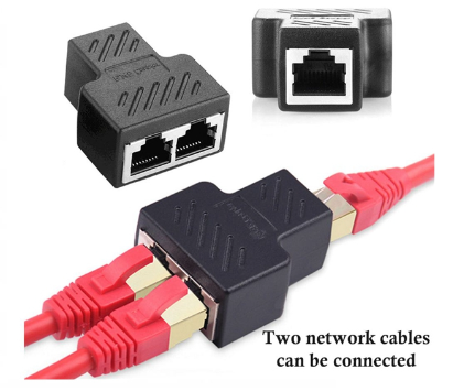 LAN RJ45 1 To 2 Way Ethernet Cable Port Network Double Cable Splitter Extender Plug Connector