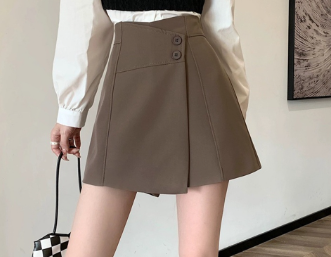 Lovito Women Button Shorts LNA33132 Coffee/Black