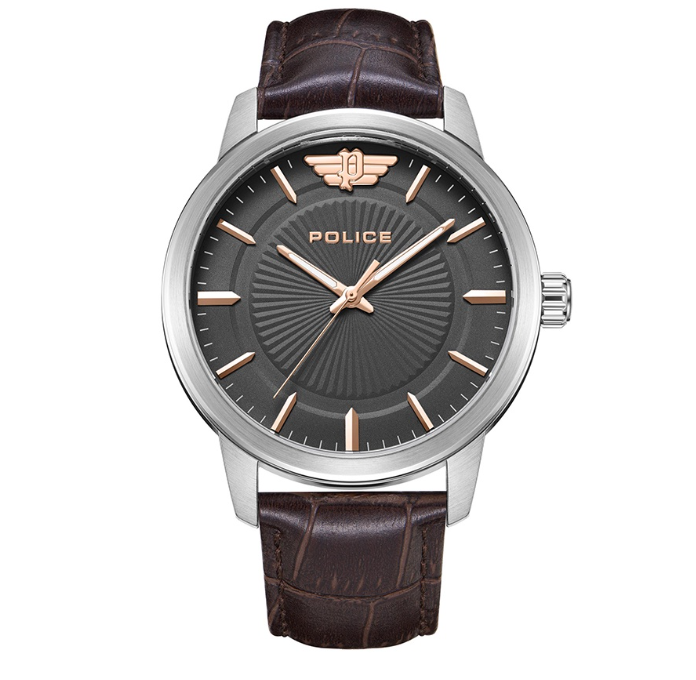 Police Raho Brown Leather Analog Quartz Watch For Men PPEWJA2227402
