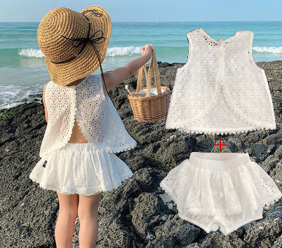 Ready Stock Girl Clothing Set New Cotton Sleeveless Backless + Short Skirt 2pcs Girls' Fanshion Clothes Sets