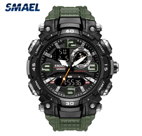 Original Luxury Fashion Luminous Waterproof Men's Watch LED Digital Sports Leisure Silicone Watch GREEN