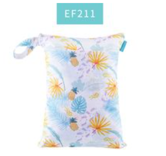 Happy Flute 1PC Reusable Waterproof Fashion Prints Wet And Dry Diaper Bag Double Pocket Cloth Handle Wetbags 30x40CM S16