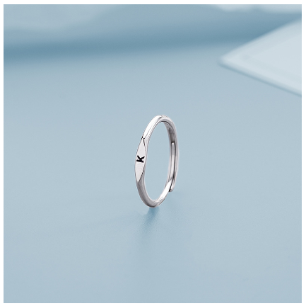 Fashion 925 Silver 26 A-Z Initial Letters Open Ring Birthday Jewelry Adjustable Gift For Women K