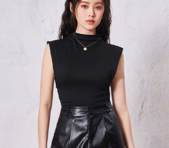 Lovito Women Casual Plain Ruched Crop Tank Top LNE27037 Black