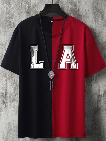 Manfinity Sporsity Men T-Shirts Fit Crew Neck Short Sleeve Graphic Tee Los Angeles Urban Summer Polyester