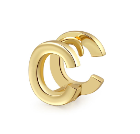 Unique Design Initial Letter Earrings 18K Gold Double Layer Letter Earrings Jewelry Single C