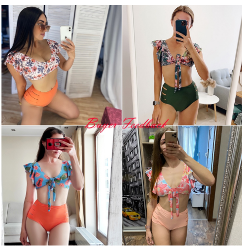 High Waist Bikini 2022 Ruffle Swimwear Women Print Sexy Swimsuit Push Up Bikinis Bathing Suits Floral Beach Wear