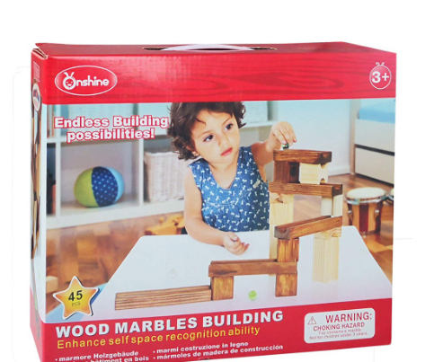 Onshine Wood Marbles Toy Building Blocks Classic Wood Construction Set 45 pcs tnwx-1160