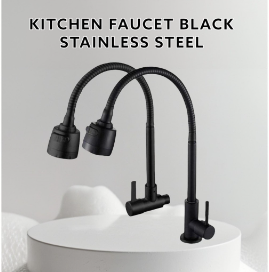 Black Stainless steel kitchen faucet, single cold kitchen faucet, wall-mounted faucet, flexible mova