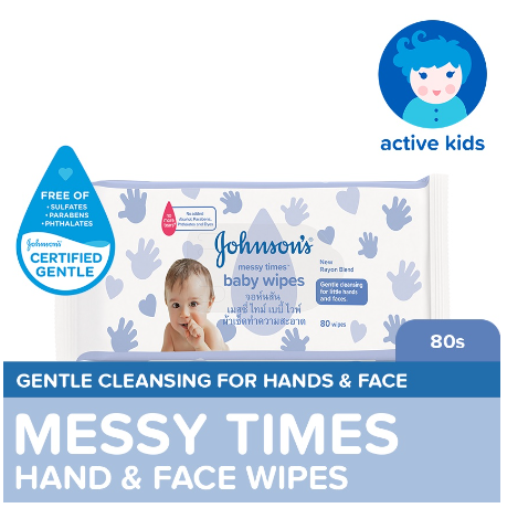 Johnson's Messy Times Baby Wipes 80s - Wipes for Baby, Baby Care, Baby Essentials, Wet Wipes