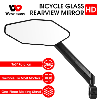 WEST BIKING Wide-Angle Hd Bicycle Rear View Mirror Adjustable Safety Mtb Road Back Sight Reflector Cycling Accessories